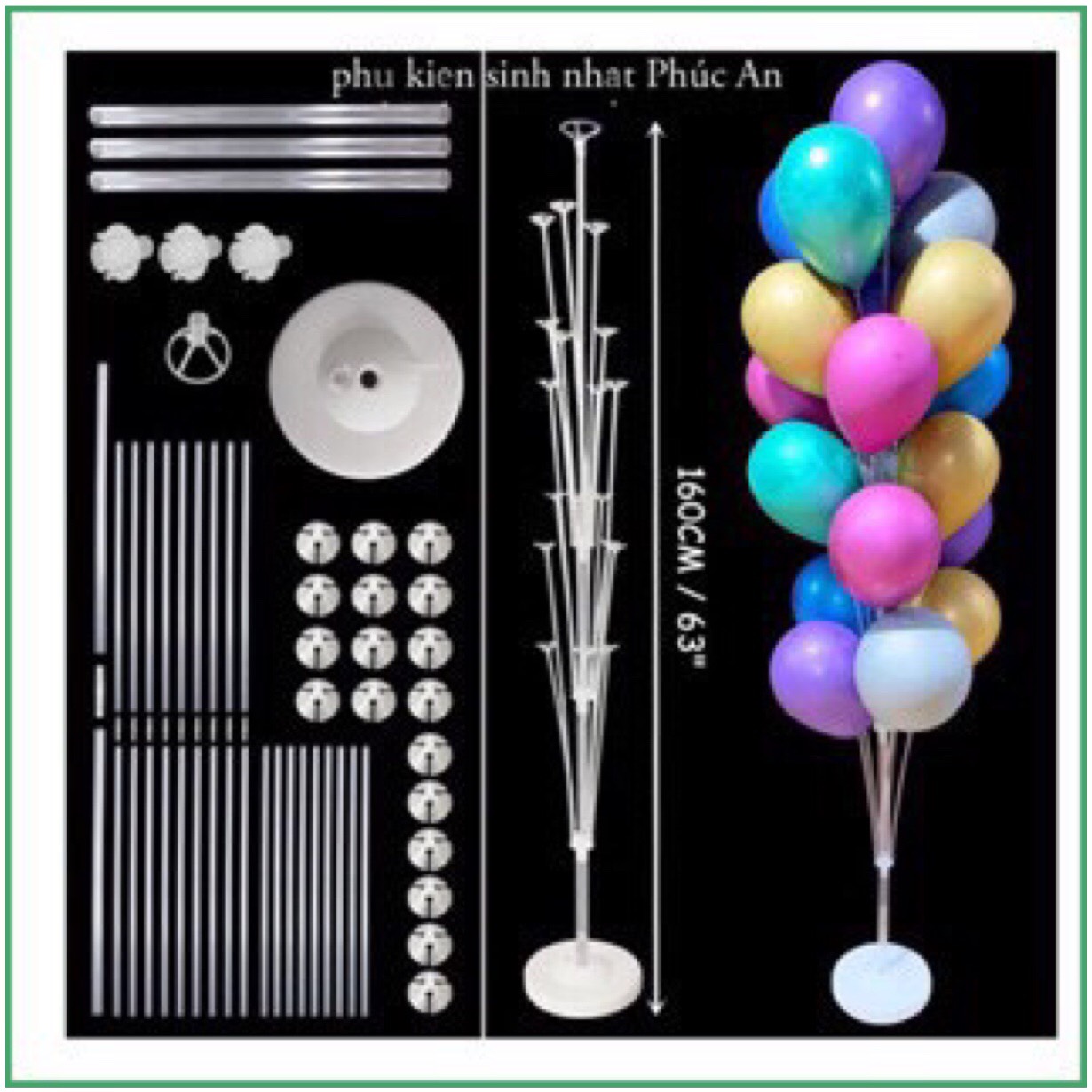 Trụ bóng 19 nhánh cao đẹp dùng để trang trí sinh nhật happy birthday