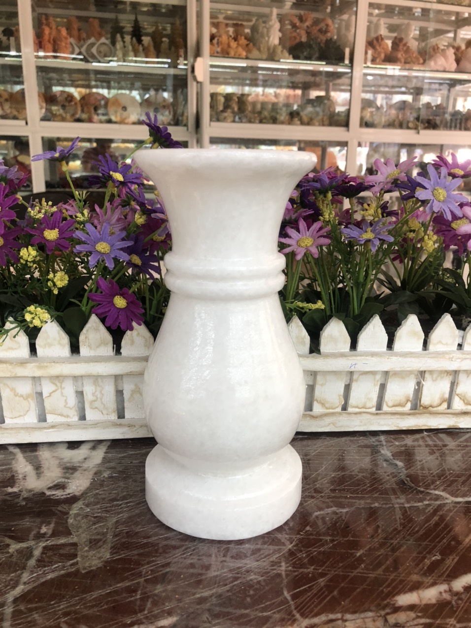 Bộ đồ thờ cúng đá cẩm thạch trắng