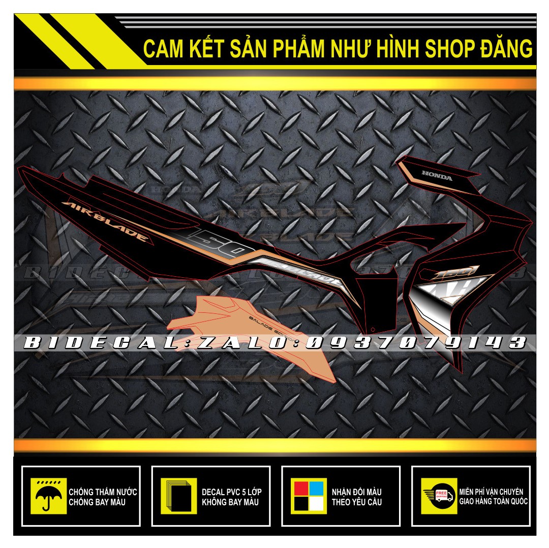 TEM RỜI AIRBLADE MẪU ĐỜI 2020 ĐEN VÀNG ĐỒNG