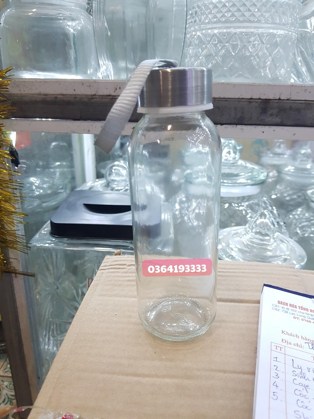 Chai thủy tinh 300ml dây xách