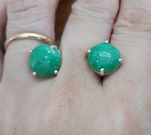 [HCM]Bông Tai Bạc Bọc Đá Cẩm Thạch Tự NhiênHàng Shop Tự Gia Công ( Xanh Ngọc)