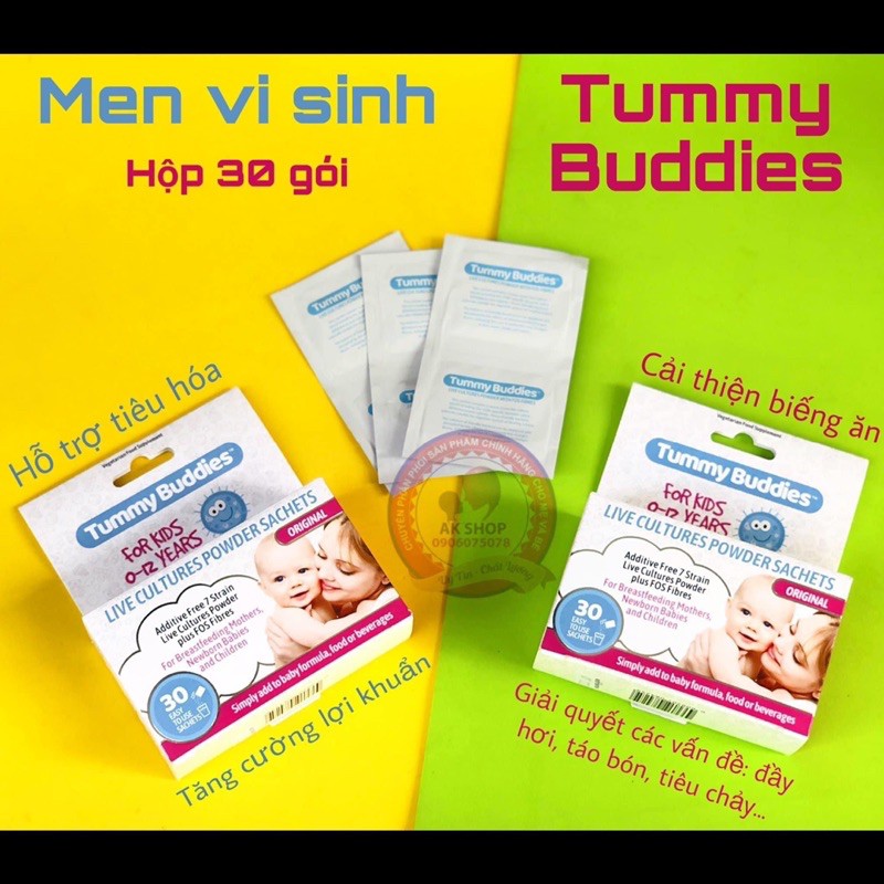 Men tummy buddies plus 15 gói, men tummy bubbies 30 gói hàng uk