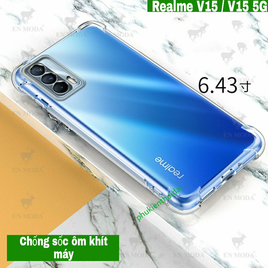 Ốp lưng Oppo Realme V15 / V15 5G dùng chung dẻo trong suốt lồi 4 góc ôm khít máy