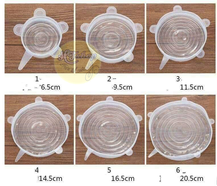 BỘ 6 NẮP SILICON ĐẬY, BỌC BÁT, ĐĨA, CHÉN