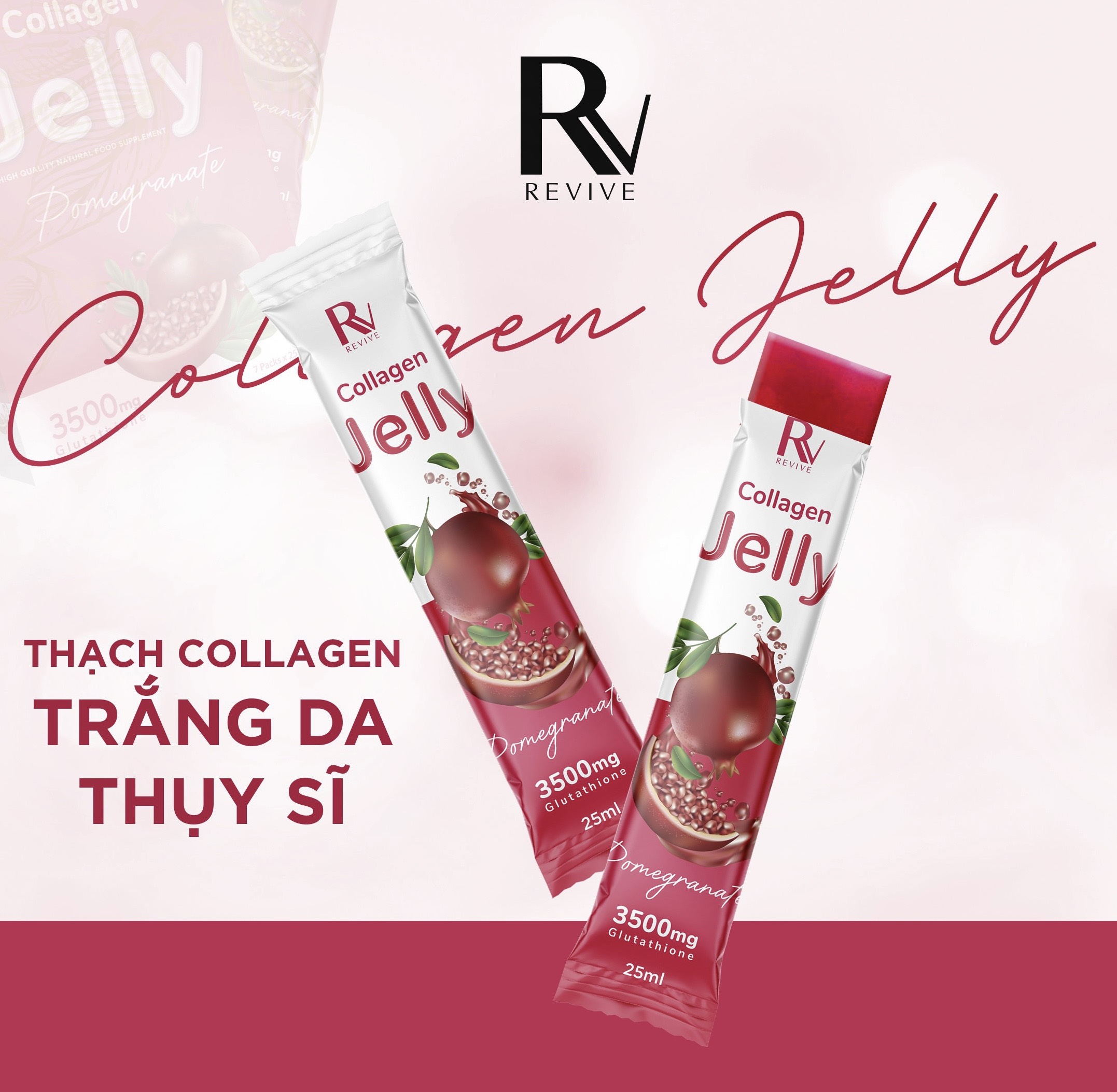 Thạch Collagen Lựu Jelly Thụy Sĩ  Trắng Da