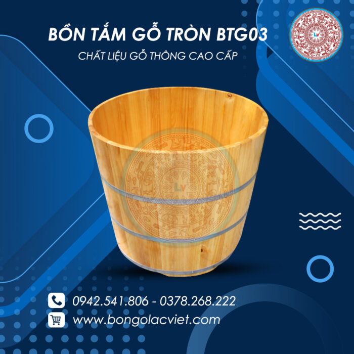 Bồn Tắm Tròn cao cấp gỗ Thông nhập khẩu