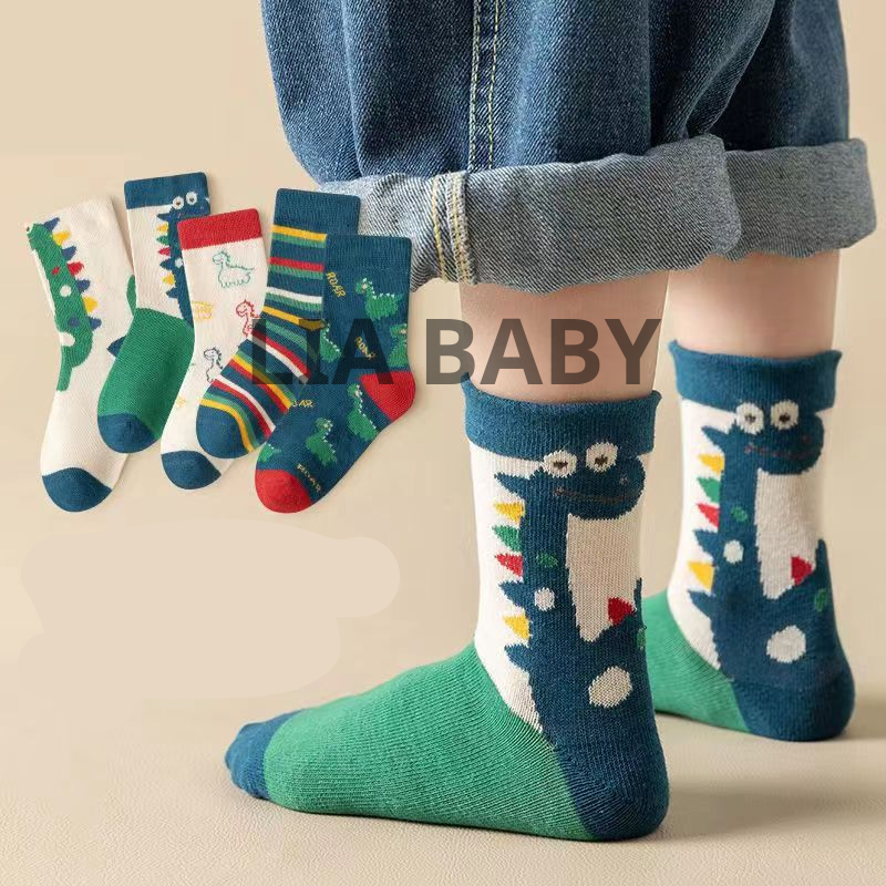 Set 5 Đôi Tất Hình Thú Thu Đông Cho Bé Trai Bé Gái