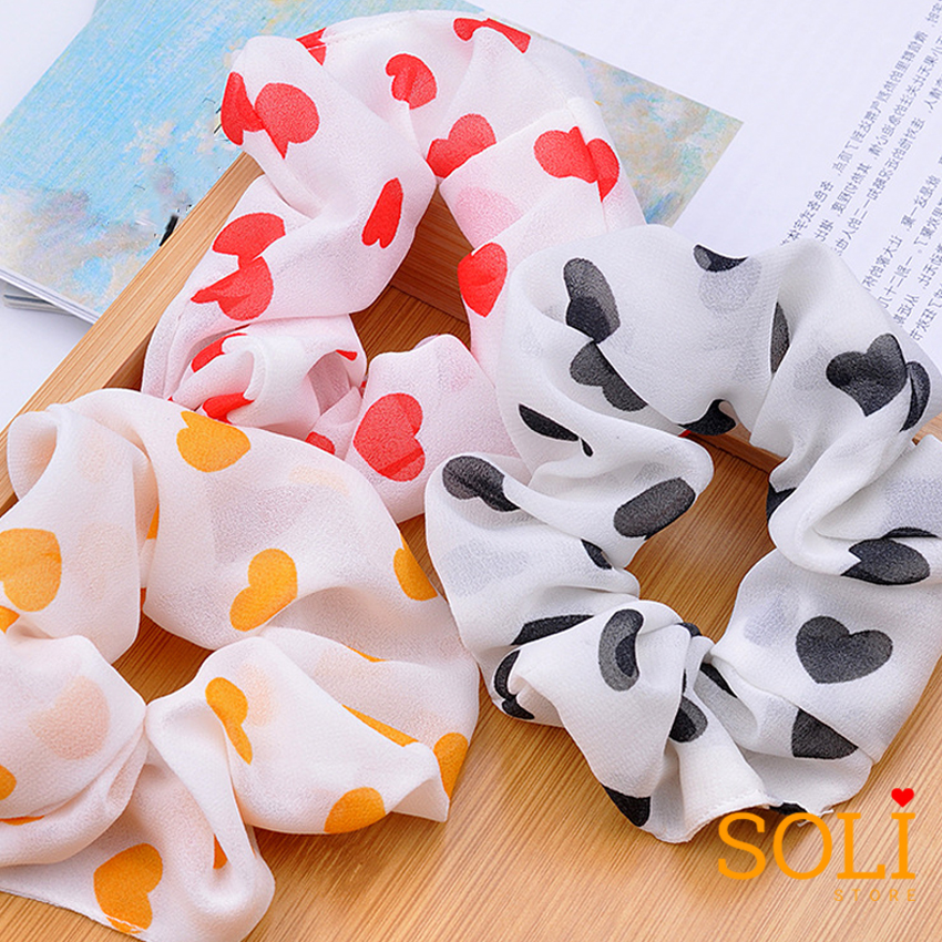 Dây cột tóc vải Scrunchies Trái Tim CT38