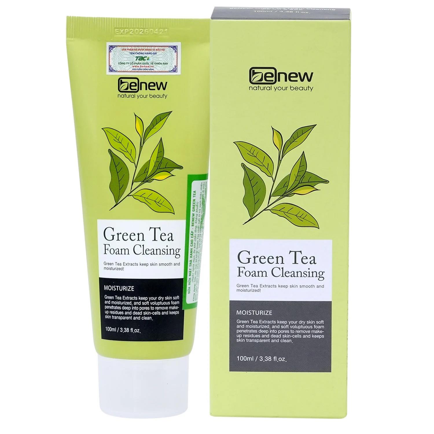 [HCM]Sữa rửa mặt trà xanh Benew Green Tea Foam Cleansing 100ml