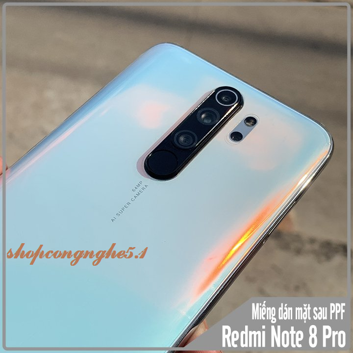 Miếng Dán PPF Xiaomi Redmi Note 8 Pro Mặt lưng Trong suốt + Ánh 7 Màu