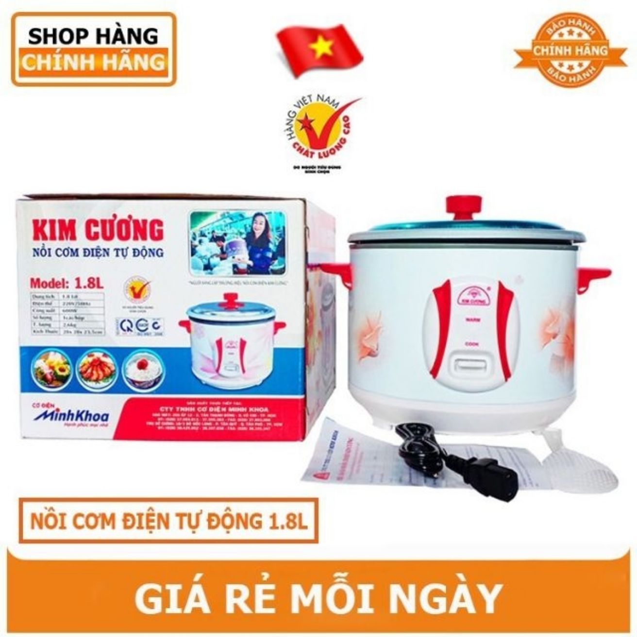 nồi cơm điện kim cương 1.8 lít