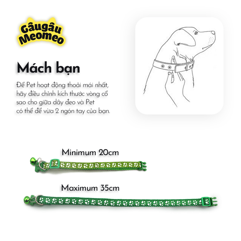 Vòng cổ chó mèo phản quang có chuông (Dài: 20-35cm; rộng: 1cm)