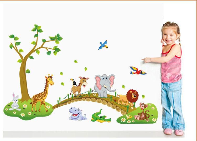 Decal dán tường Thú qua cầu vườn cherry - T59-kiddecals