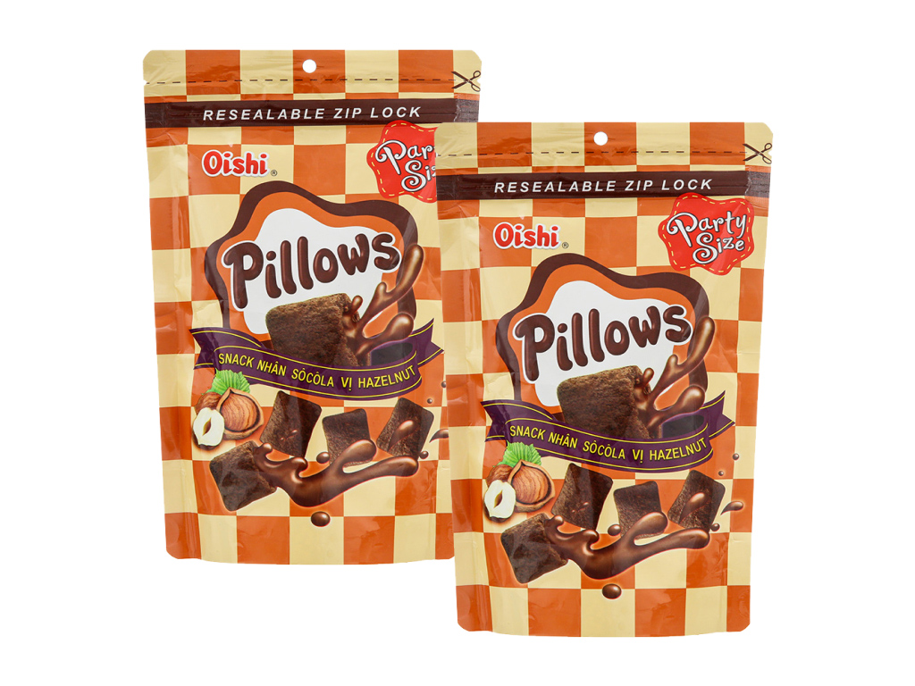 Snack  Oishi Pillows nhân socola  hazelnut 85g