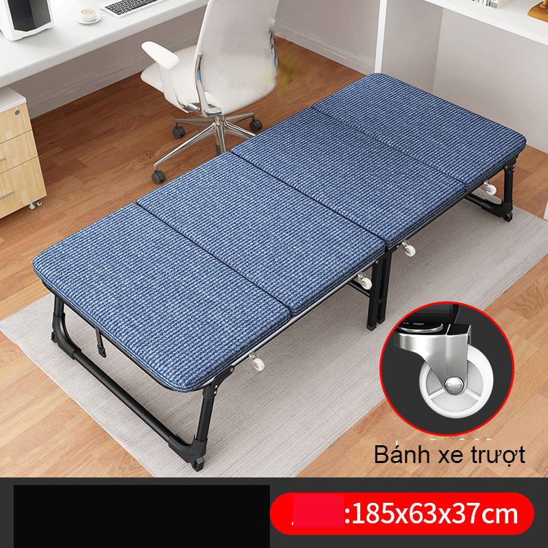 Giường gấp di động PeHouse chịu trọng lượng tới 500 cân, chân giường có bánh xe giúp di chuyển dễ dàng, có sẵn đệm, gấp gọn chỉ dày 20cm - MBC2101