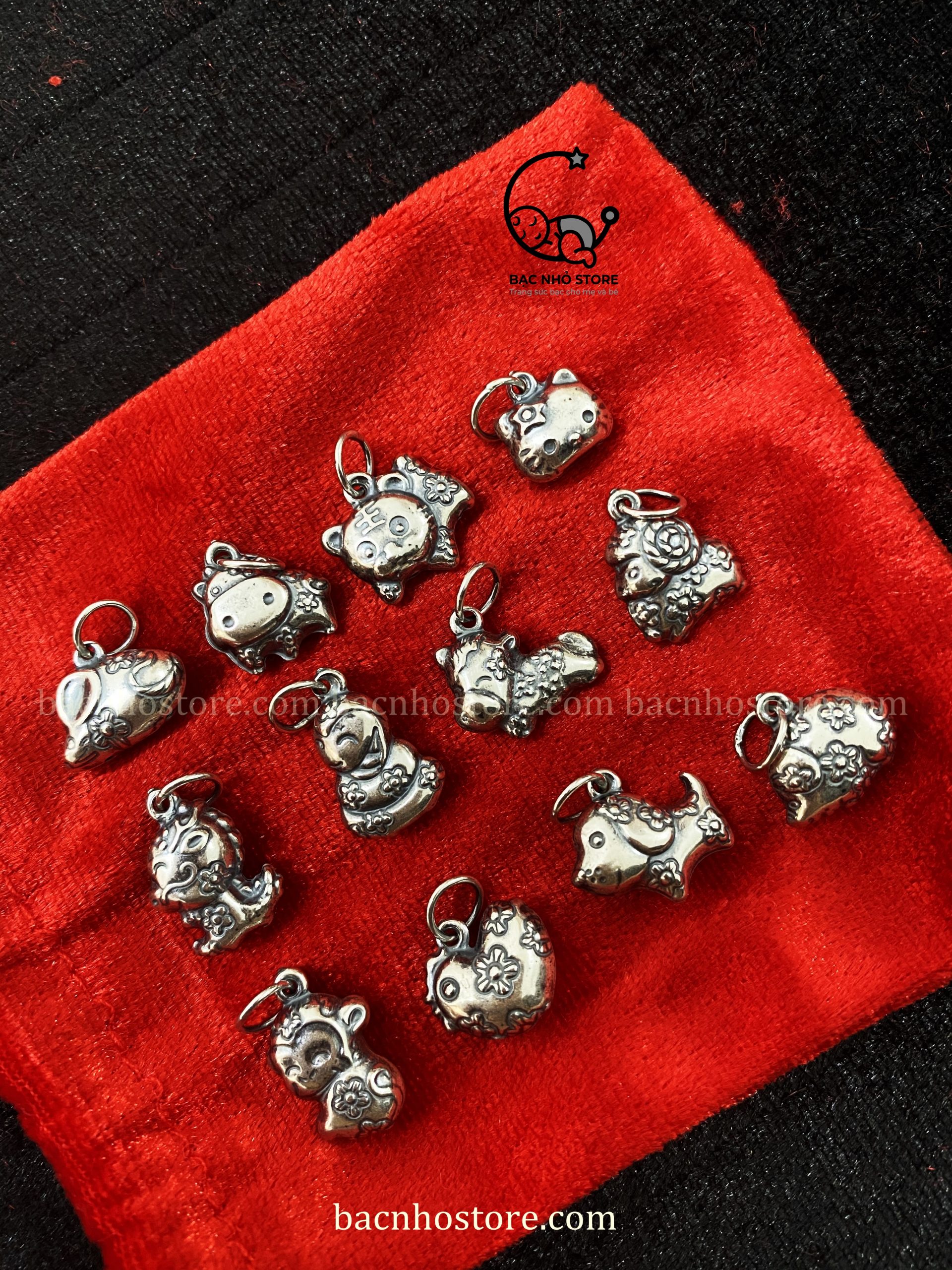 Charm gắn lắc bạc 12 con giáp phồng (con giáp đen) – C12ZĐ