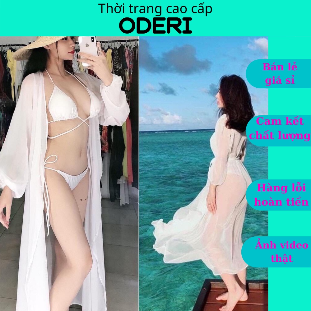 Áo choàng đi biển ren voan đẹp ms08080 oderi- voan tay bo