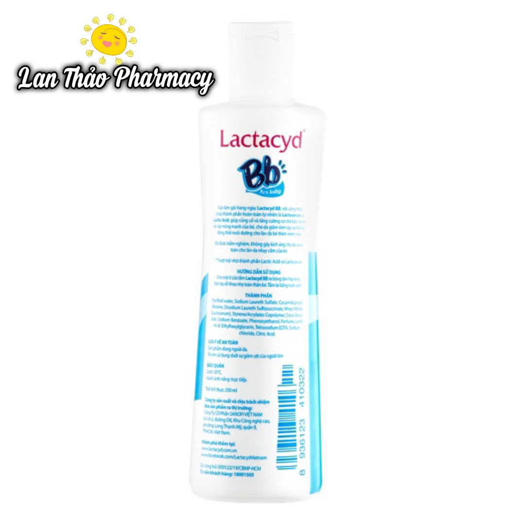 [MẪU MỚI] Sữa tắm Lactacyd BB for baby cho bé 250ml