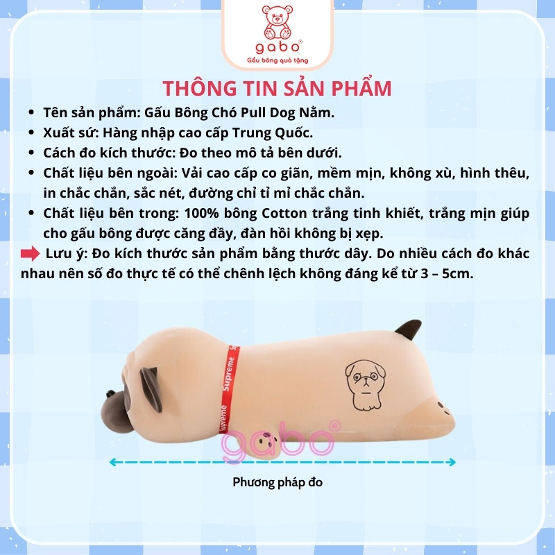 gấᴜ Bông Chó Pug Nằm, Gối ôm chó pulldog mặt nhăn siêu mềm
