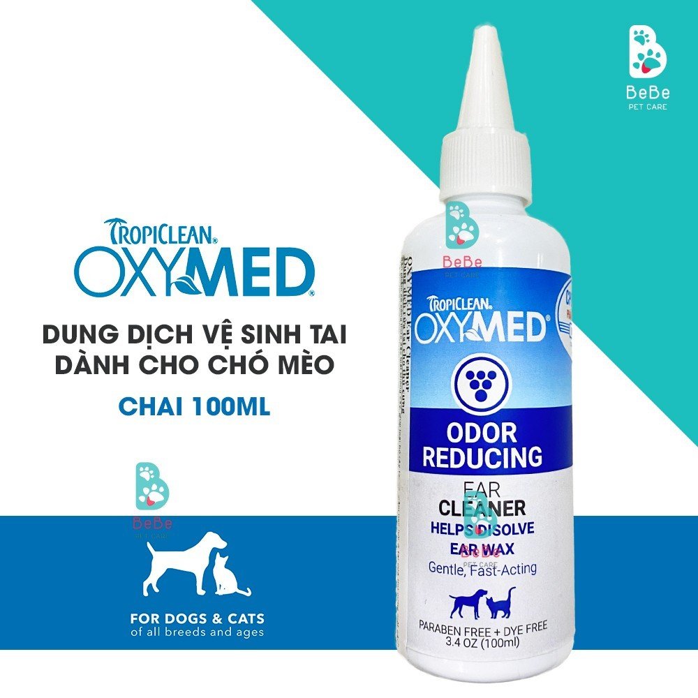 Nước vệ sinh tai tropiclean oxymed ear cleaner cho chó mèo i thú cưng
