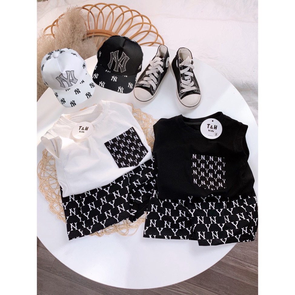 Bộ cộc tay bé trai, Bộ quần áo trẻ em sát nách NY Chất Cotton Mềm Mát Cho bé
