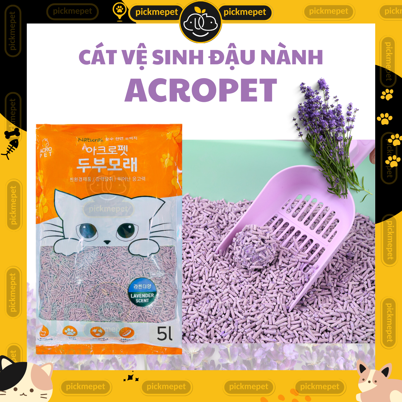 CÁT VỆ SINH ĐẬU NÀNH ACROPET 5L – CHO MÈO