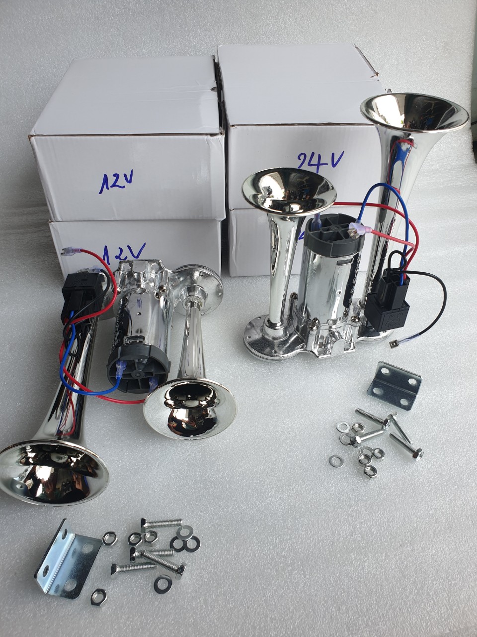 còi sinh hơi 2 loa điện 12v, 24v