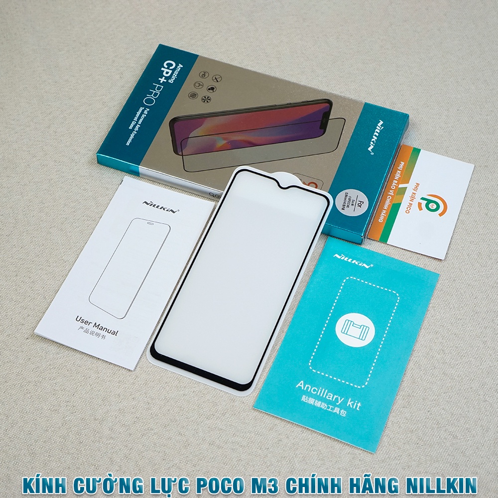 Kính cường lực Xiaomi Poco M3 full màn hình viền siêu mỏng chính hãng Nillkin Amazing CP+ Pro - Dán màn hình Xiaomi Poco M3