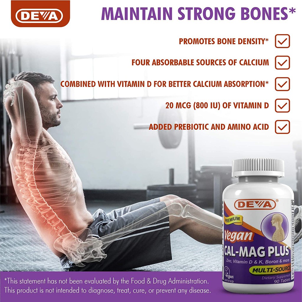 Deva Vegan Cal-Mag Plus - Bổ Sung Canxi & Magiê Thuần Chay