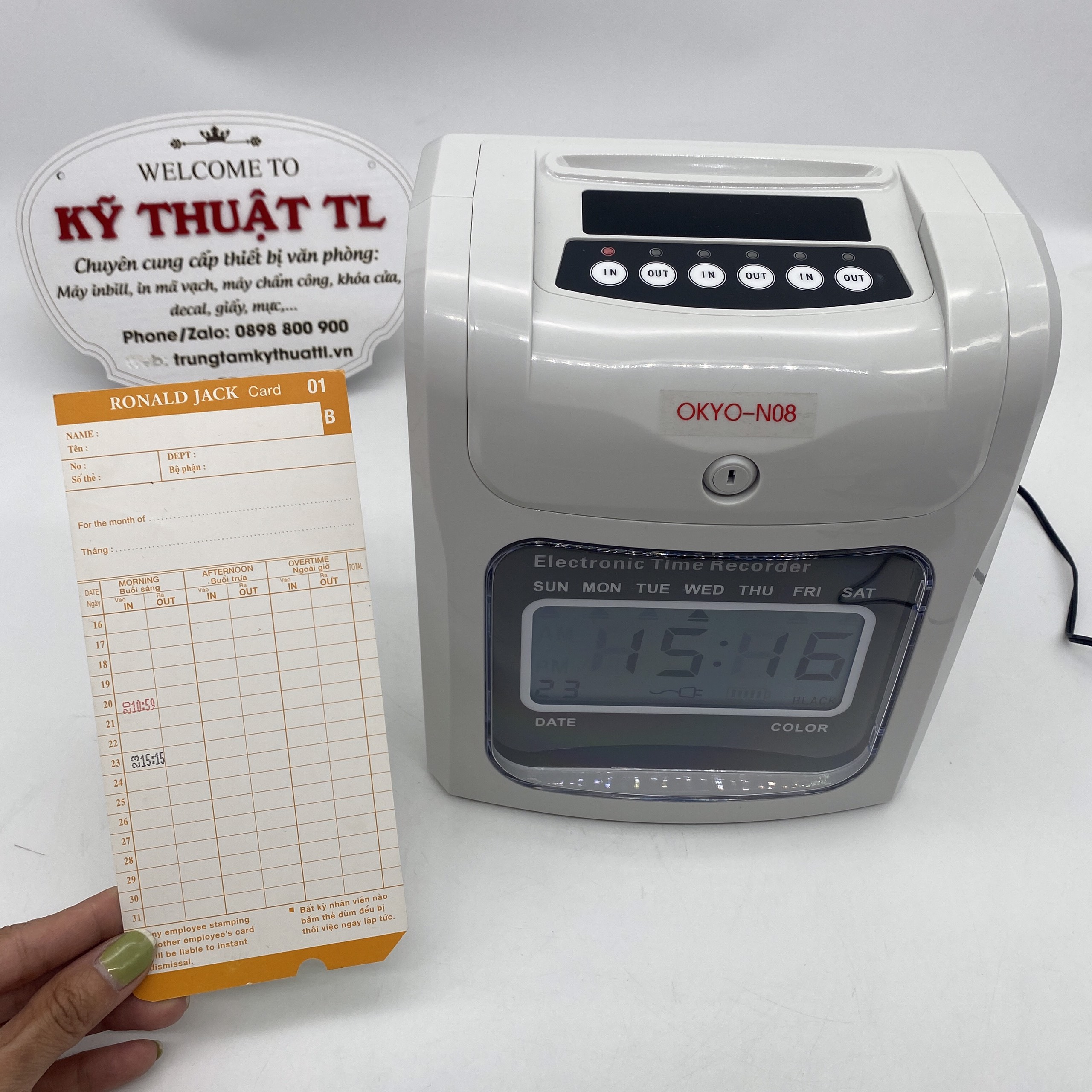Máy chấm công thẻ giấy okyo n08 - tặng 200 thẻ