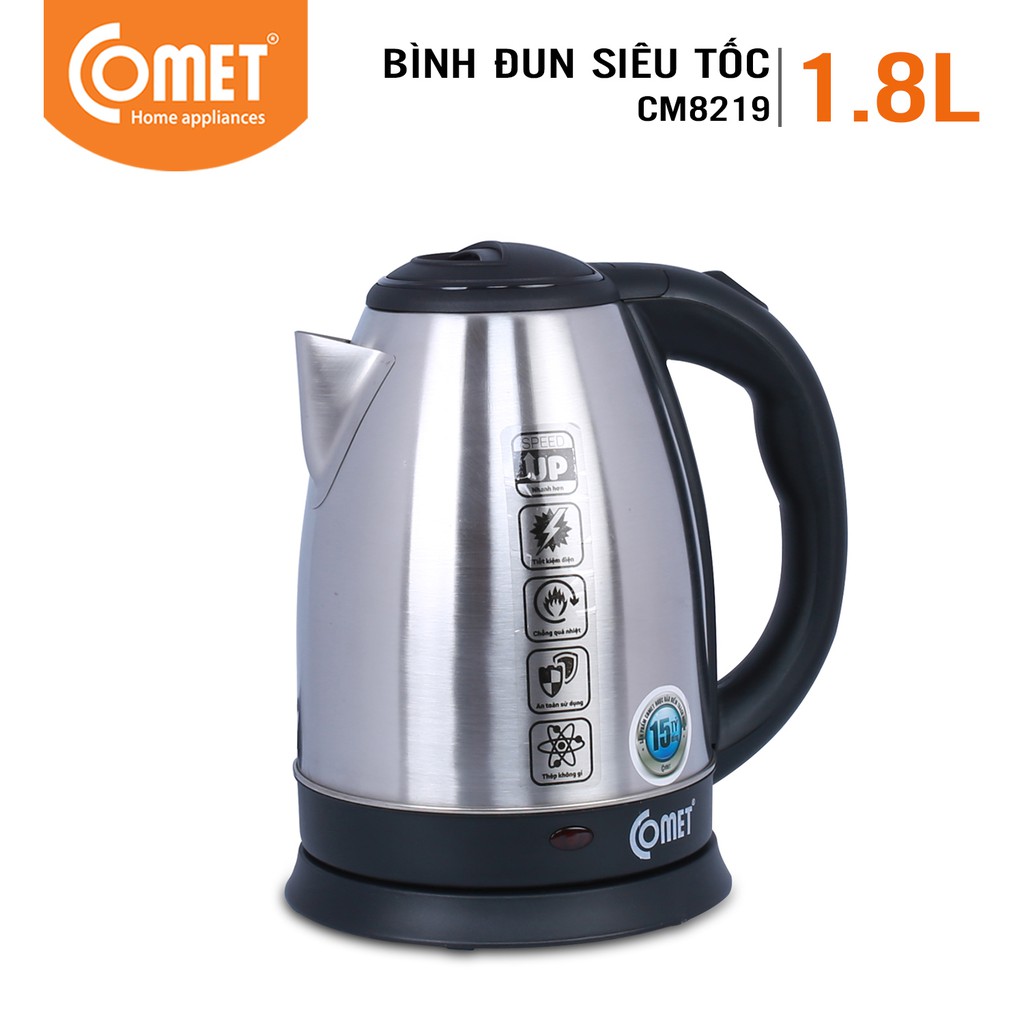 Bình siêu tốc comet, Bình đun siêu tốc Comet CM8219  - 1.8 lít  - bình nước siêu tốc, ấm đun siêu tốc, ấm đun nước siêu tốc comet, Bảo Hành 12 Tháng