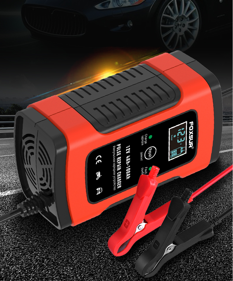 Sạc Bình Ắc Quy Foxsur Ô Tô Xe Máy 12V 100Ah Nhật