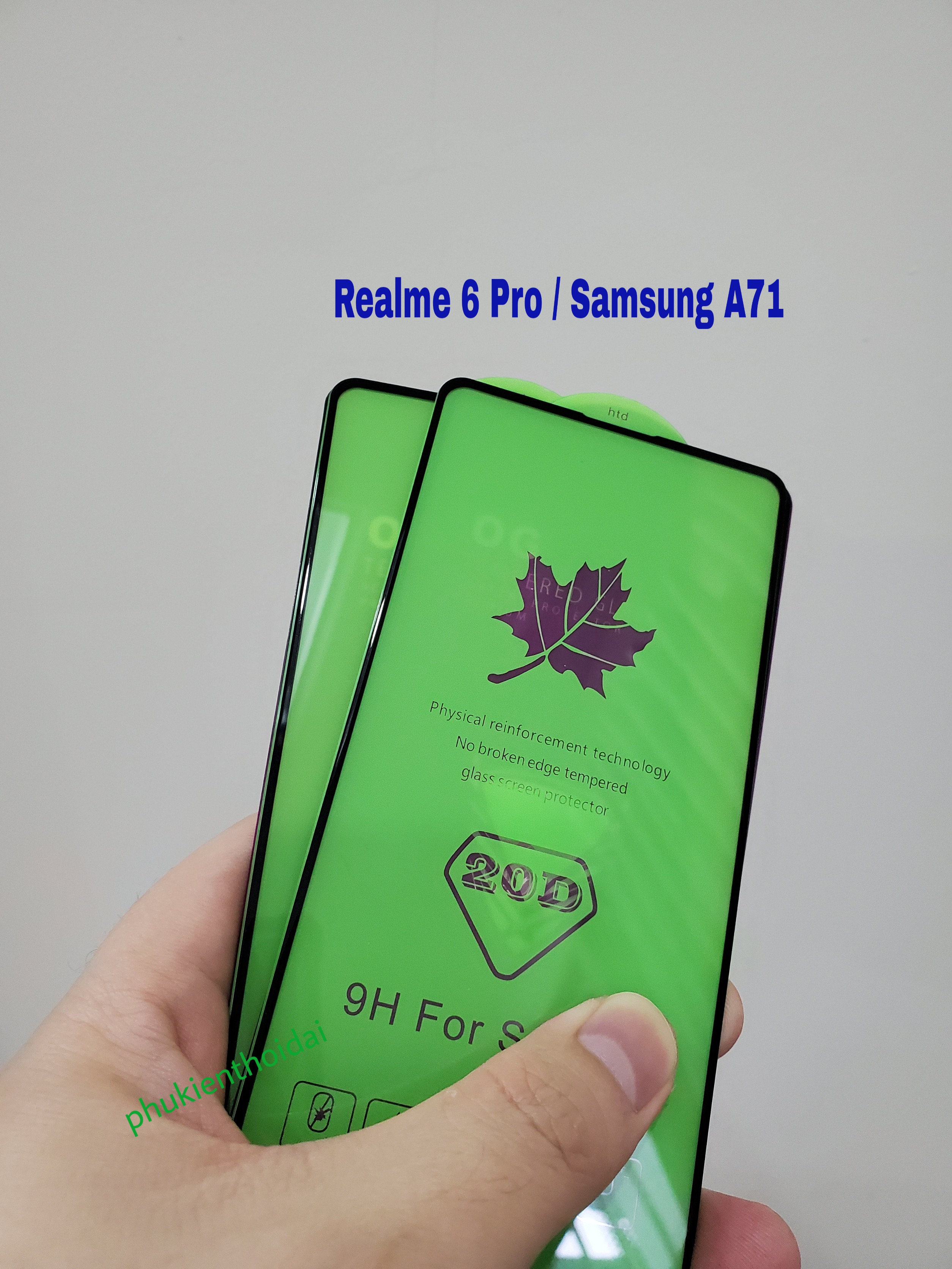 Kính cường lực Oppo Realme 6 Pro / Samsung A71 dùng chung 20D Full màn Full keo chất đẹp