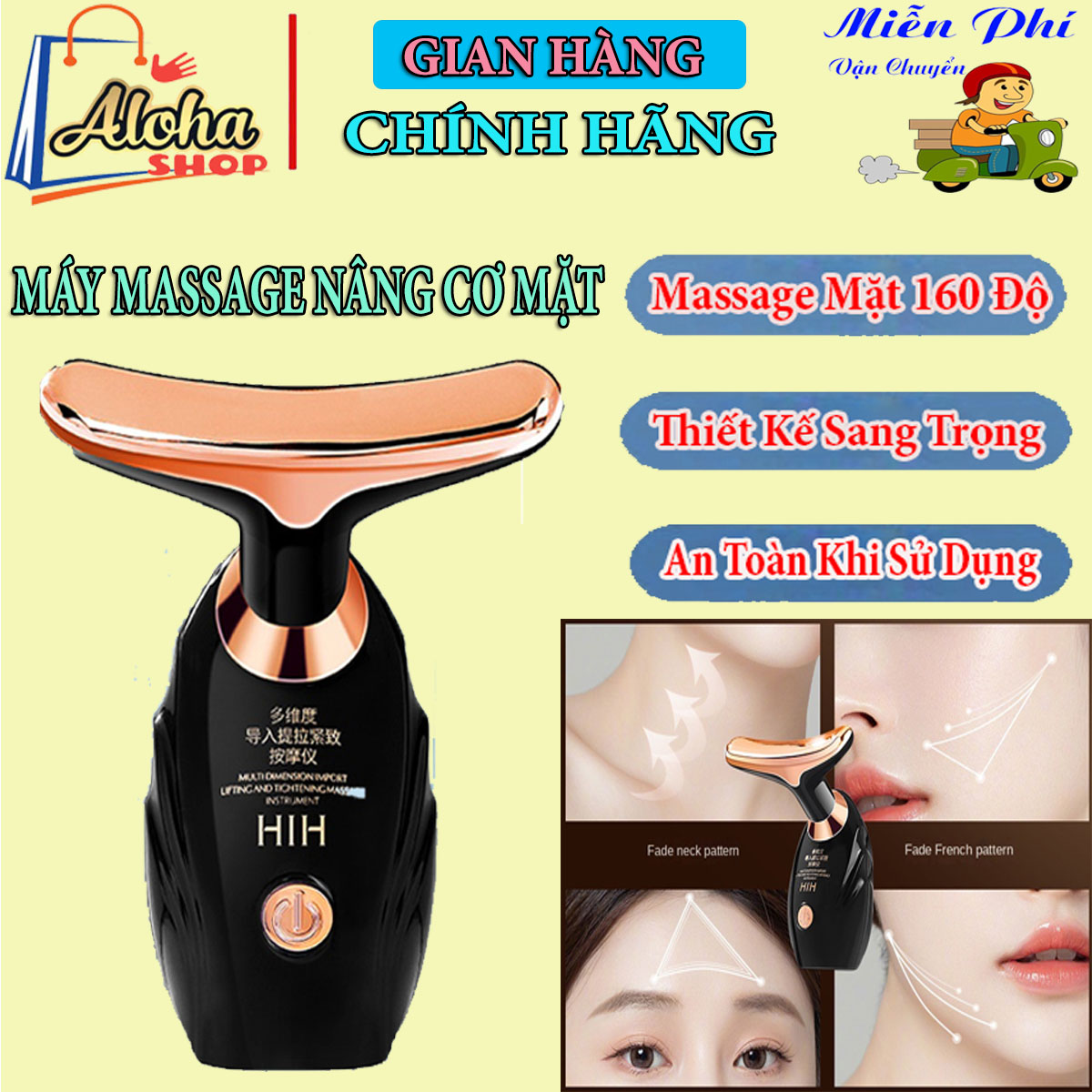 Máy massage nâng cơ mặt hih chính hãng, máy mát xa mặt nâng cơ đẩy tinh chất cao cấp làm căng da mặt, máy chăm sóc da mặt đẩy tinh chất, dụng cụ mát xa chăm sóc da mặt cầm tay, rung điện hỗ trợ hấp thụ tinh chất làm sáng da giúp trẻ hóa làn da