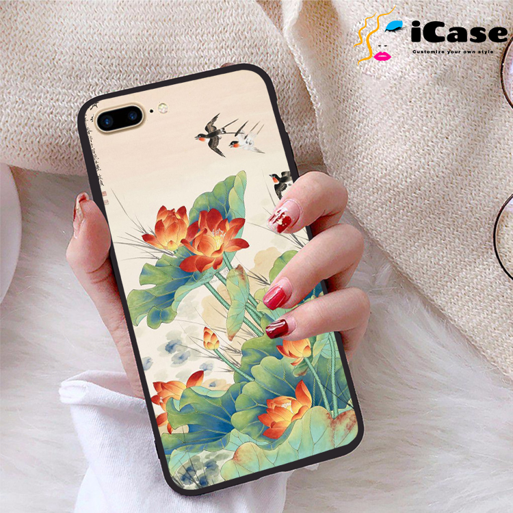 Ốp lưng iphone 7 plus viền dẻo tpu bst sen