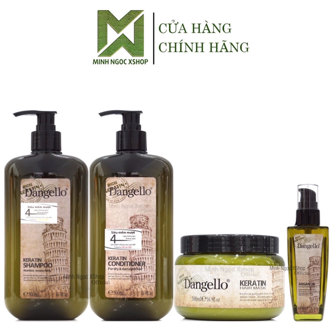 Dầu gội xả, kem ủ tóc, tinh dầu Dangello Keratin 60ML/800ML