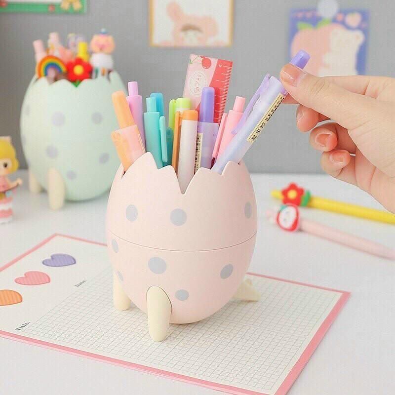 Dụng cụ đựng bút hình trứng khủng long cute/ dụng cụ trứng khủng long đựng bút trên bàn