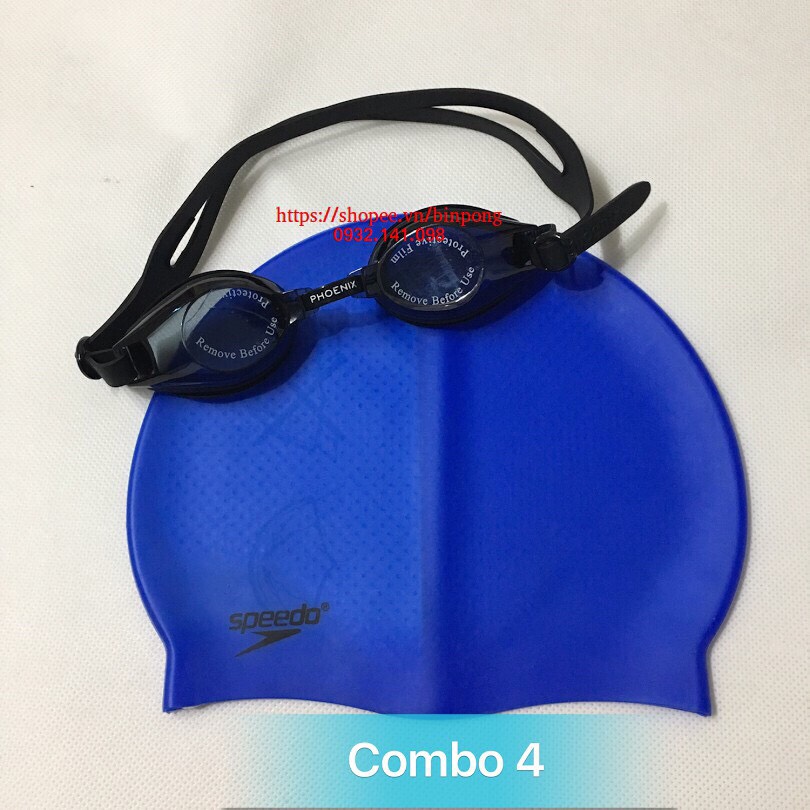 Combo nón bơi và kính bơi phoenix 203