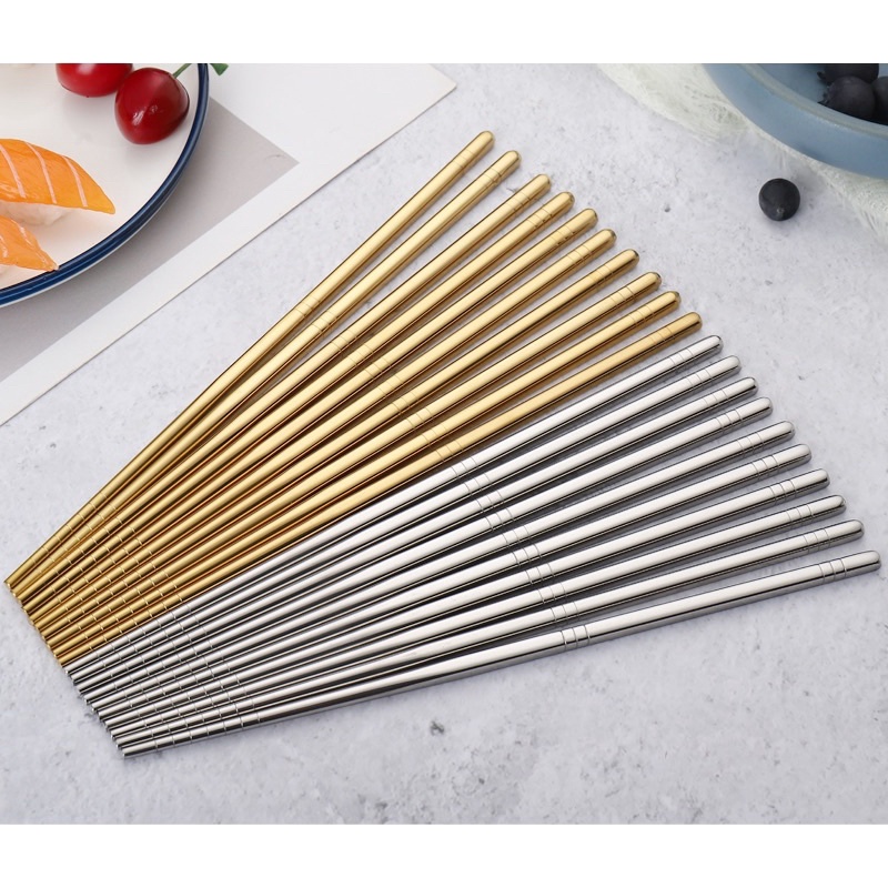 Set 5 đôi đũa ăn inox 304 cao cấp sang trọng