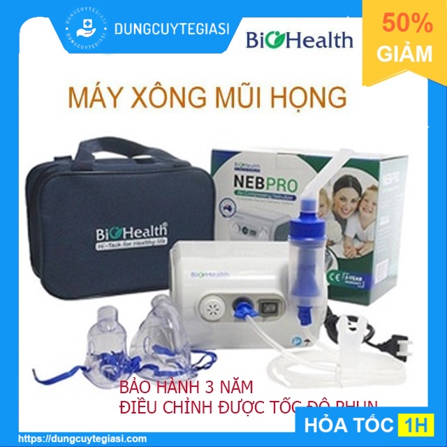 Máy xông khí dung mũi họng biohealth neb pro | bảo hành 3 năm chính hãng