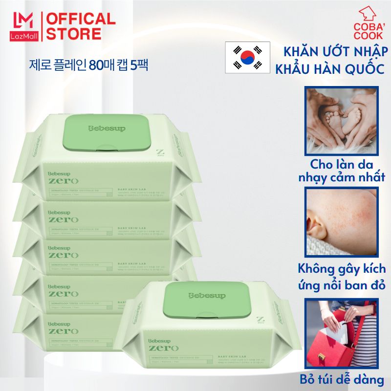 Combo 5 Pack wet paper towel Korean for newborn baby-Zero80