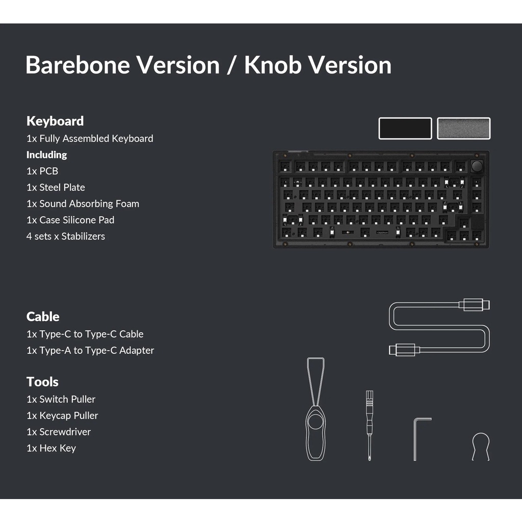 Bàn Phím Cơ Keychron V1 Custom QMK - Vesion Knob (Hàng Chính Hãng)