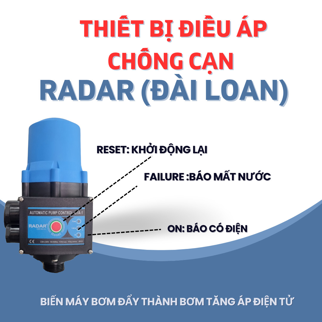 THIẾT BỊ ĐIỀU ÁP CHỐNG CẠN RADAR CHO MÁY BƠM