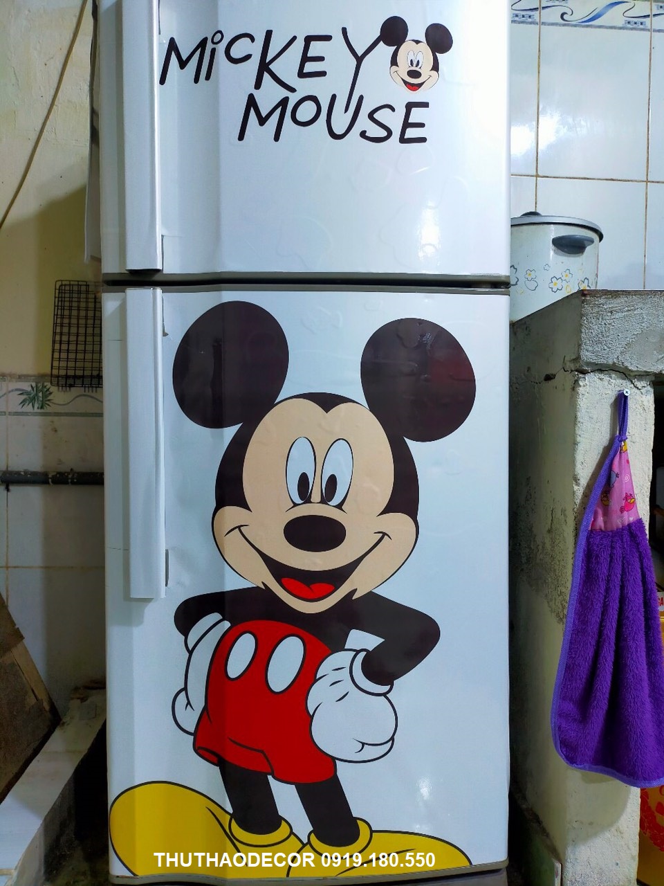 Decal Dán Tủ Lạnh MICKEY Trắng, MICKEY MOUSE - THUTHAODECOR