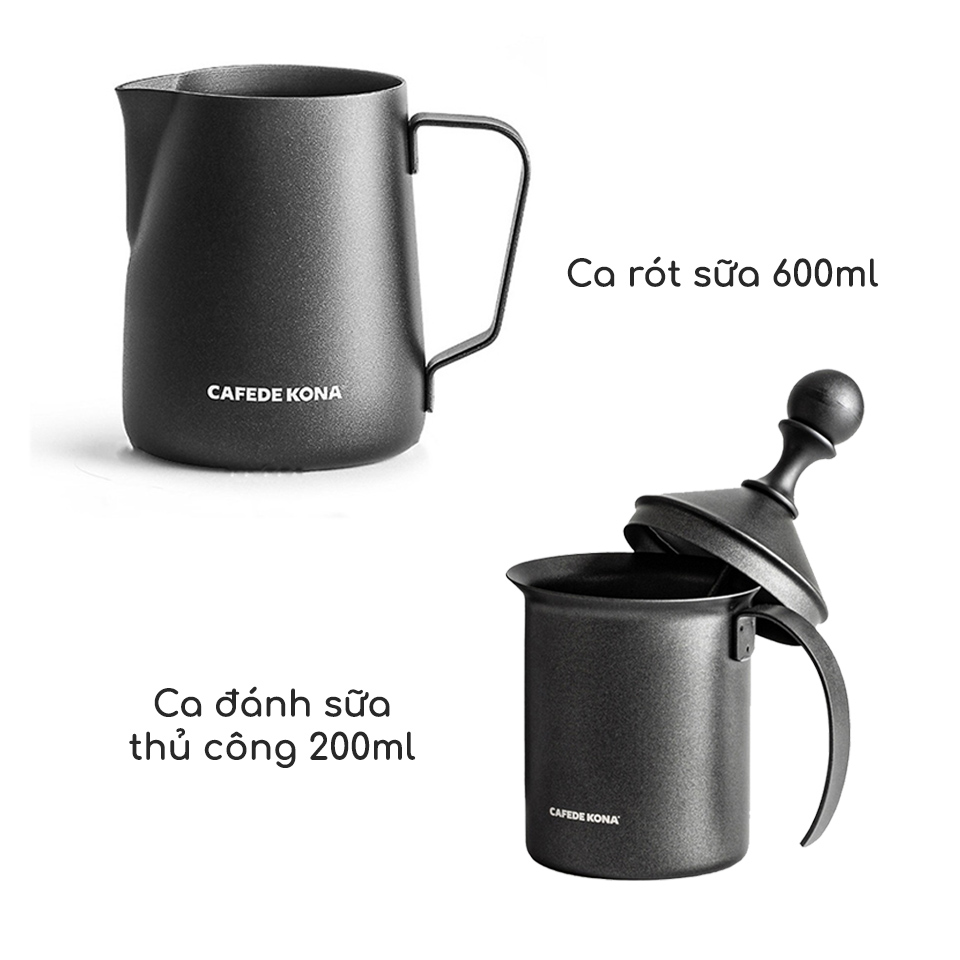 Combo đánh bọt sữa và rót sữa pha Cappuccino và Latte