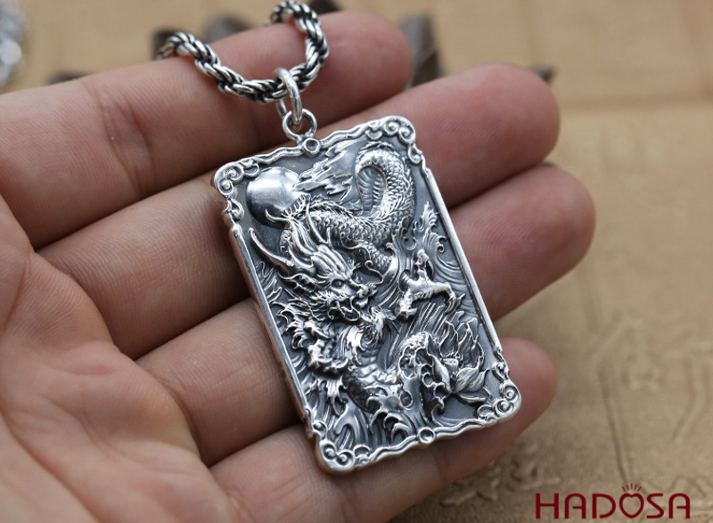 [Chính hãng] [Ảnh thật] [Có sẵn] [Có bảo hành] Mặt dây chuyền bạc Thái hình Rồng