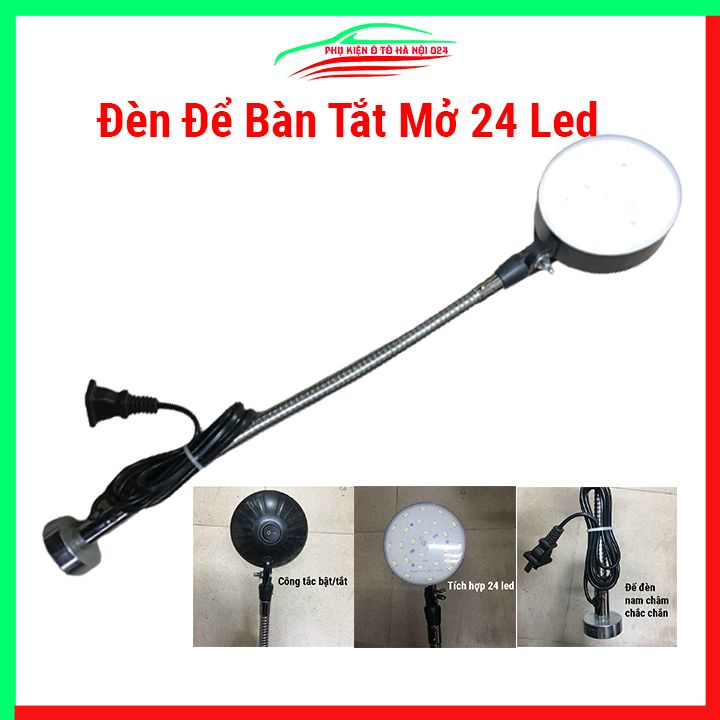 Đèn led để bàn bật/tắt 24 led RGB thân xoay gập linh hoạt tích hợp đế nam châm dùng cho cơ khí