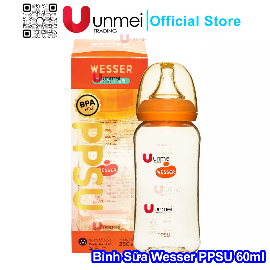 Bình sữa nhựa cao cấp wesser ppsu 250ml