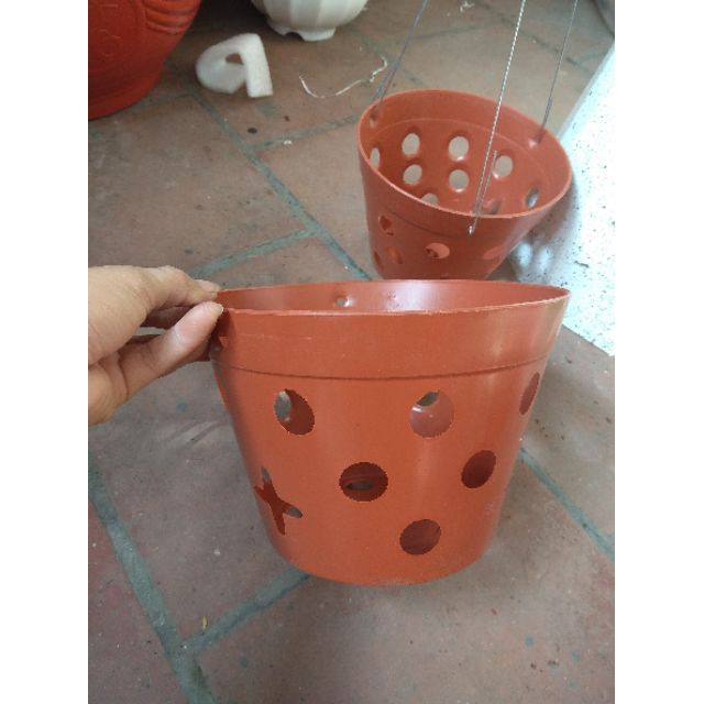 [HCM]Chậu nhựa giả gốm trồng phong lan phi 17cm