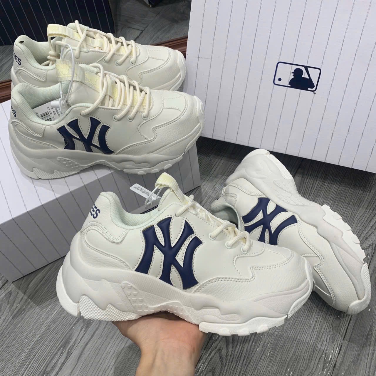 [TẶNG HỘP+ BILL+TẤT] Giày thể thao nam nữ MLB monogram NY nâu hàng cao cấp size 36-43